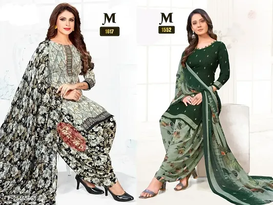 Beautiful Crepe Printed Dress Material with Dupatta Pack Of 2