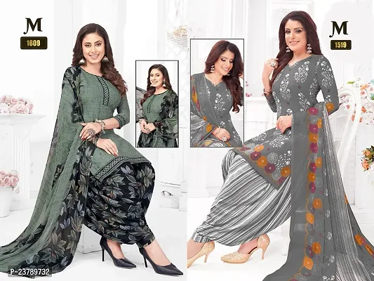 Beautiful Crepe Printed Dress Material with Dupatta Pack Of 2