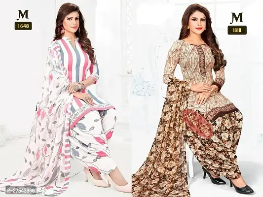 Beautiful Crepe Printed Dress Material with Dupatta Pack Of 2