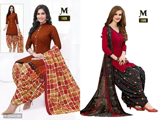 Beautiful Crepe Printed Dress Material with Dupatta Pack Of 2