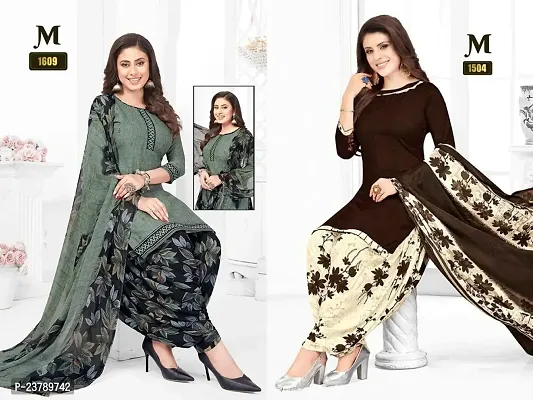 Beautiful Crepe Printed Dress Material with Dupatta Pack Of 2