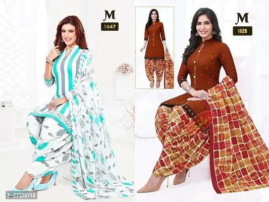 Beautiful Crepe Printed Dress Material with Dupatta Pack Of 2