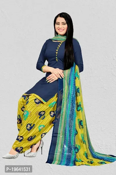 Beautiful Crepe Printed Dress Material with Dupatta