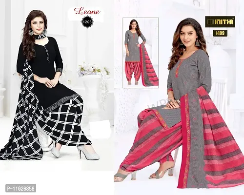 Beautiful American Crepe Printed Dress Material with Dupatta Pack Of 2