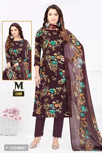 Beautiful Crepe Printed Dress Material with Dupatta-thumb0