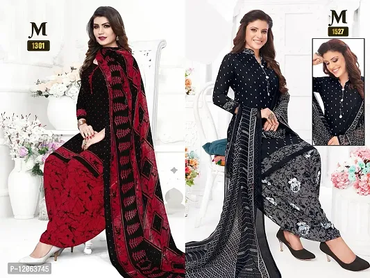 Beautiful Crepe Printed Dress Material with Dupatta Pack of 2