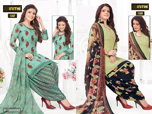 Beautiful American Crepe Printed Dress Material with Dupatta Pack Of 2