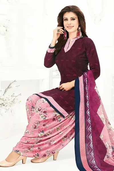 Casual Wear Solid Leon Crepe Patiala Dress Material