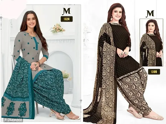 Beautiful Crepe Printed Dress Material with Dupatta Pack Of 2