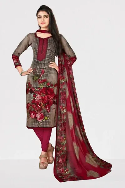 Stylish Crepe Printed Unstitched Suit