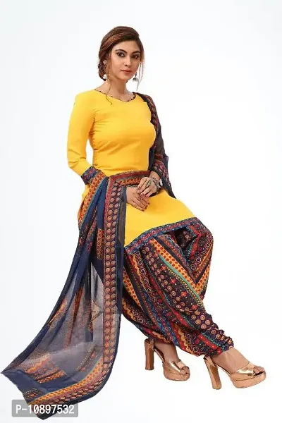 Beautiful Crepe Printed Unstitched Dress Material with Dupatta