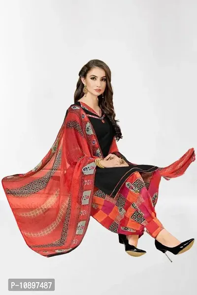 Beautiful Crepe Printed Unstitched Dress Material with Dupatta-thumb0