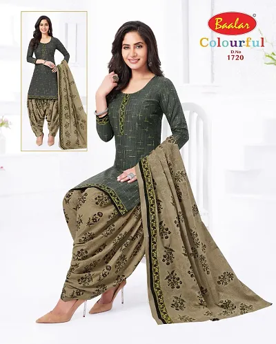 Stylish Multicoloured cotton Blend Printed Dress Material with Dupatta