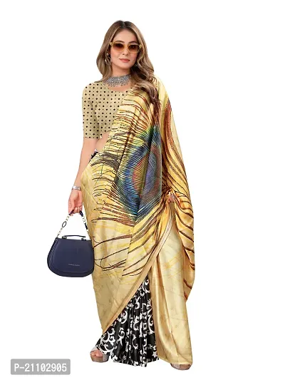 Digital Print, Printed Bollywood Silk Blend, Crepe Saree For Women-thumb0