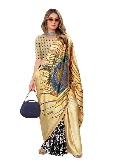 Best Selling Crepe Saree with Blouse piece 