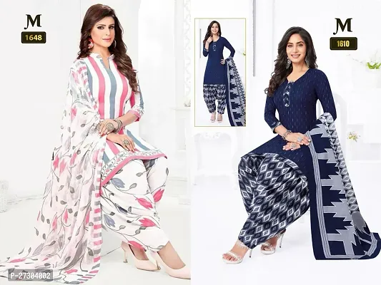 Beautiful Crepe Printed Dress Material with Dupatta Pack Of 2-thumb0