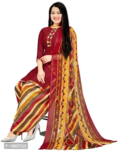 Beautiful Crepe Printed Unstitched Dress Material with Dupatta