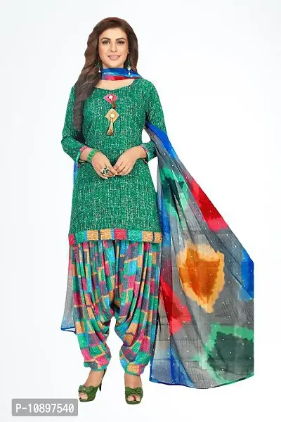 Beautiful Crepe Printed Unstitched Dress Material with Dupatta-thumb0