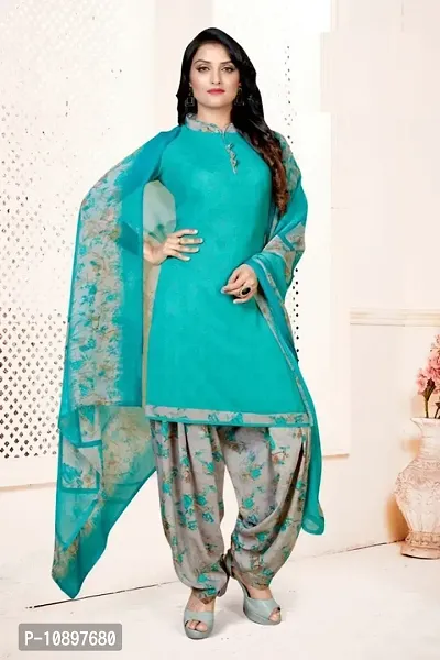 Beautiful Crepe Printed Unstitched Dress Material with Dupatta