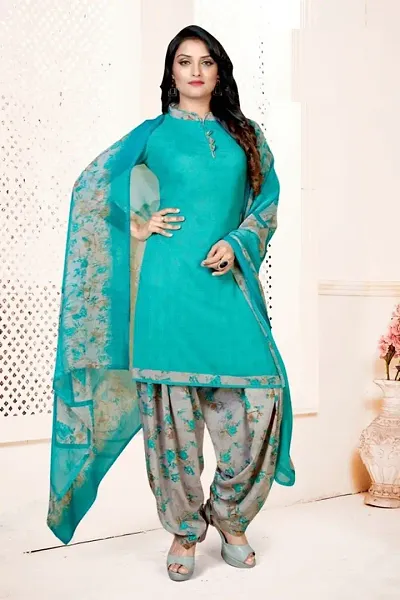 Elegant Crepe Dress Material with Dupatta For Women