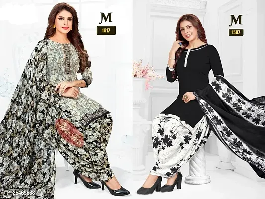 Beautiful Crepe Printed Dress Material with Dupatta Pack Of 2