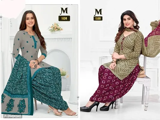 Beautiful Crepe Printed Dress Material with Dupatta Pack Of 2