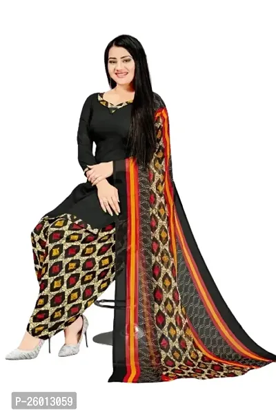 Beautiful Crepe Printed Dress Material with Dupatta-thumb0