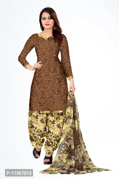 Beautiful Crepe Printed Dress Material with Dupatta-thumb0