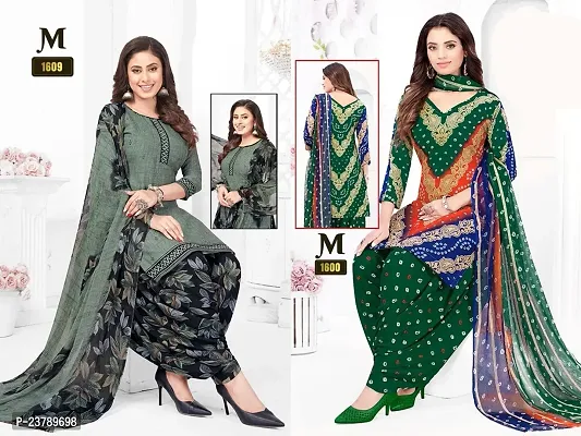 Beautiful Crepe Printed Dress Material with Dupatta Pack Of 2