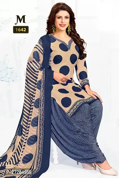 Beautiful Crepe Printed Dress Material with Dupatta-thumb0