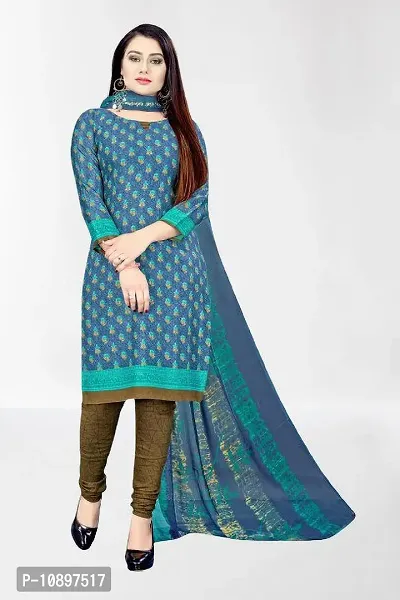 Beautiful Crepe Printed Unstitched Dress Material with Dupatta