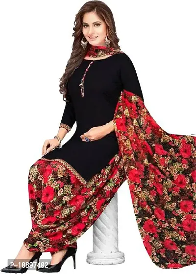 Beautiful Crepe Printed Unstitched Dress Material with Dupatta-thumb0