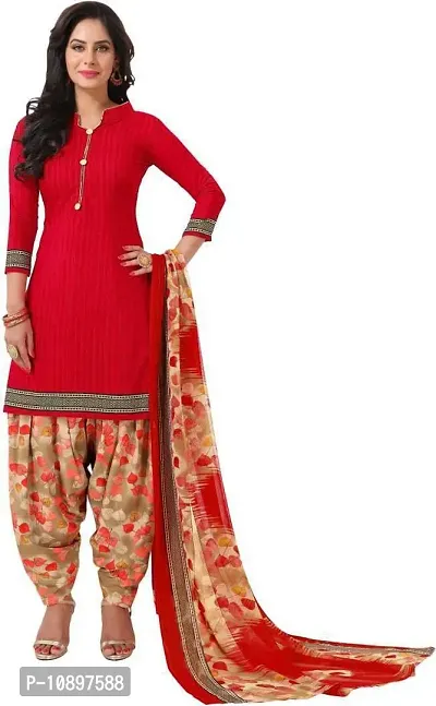 Beautiful Crepe Printed Unstitched Dress Material with Dupatta