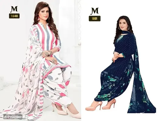 Beautiful Crepe Printed Dress Material with Dupatta Pack Of 2