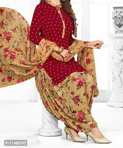 Beautiful American Crepe Printed Dress Material with Dupatta-thumb0