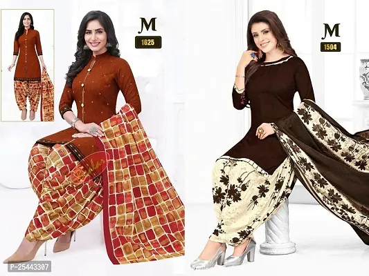 Beautiful Crepe Printed Dress Material with Dupatta Pack Of 2