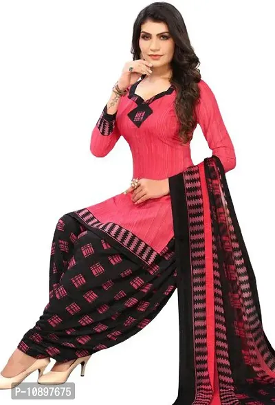 Beautiful Crepe Printed Unstitched Dress Material with Dupatta-thumb0