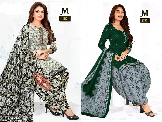 Beautiful Crepe Printed Dress Material with Dupatta Pack Of 2