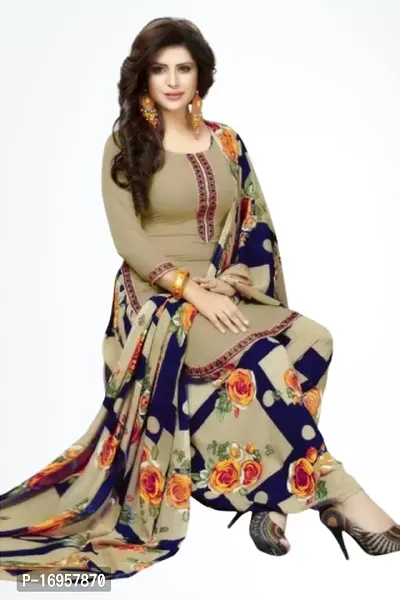 Beautiful American Crepe Printed Dress Material with Dupatta-thumb0