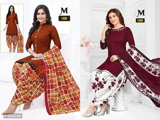 Beautiful Crepe Printed Dress Material with Dupatta Pack Of 2