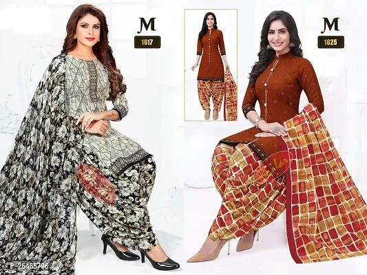 Beautiful Crepe Printed Dress Material with Dupatta Pack Of 2-thumb0