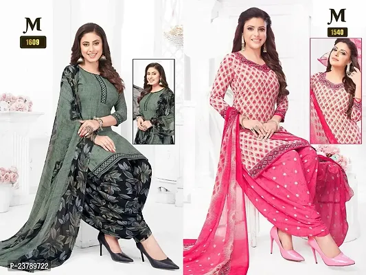 Beautiful Crepe Printed Dress Material with Dupatta Pack Of 2