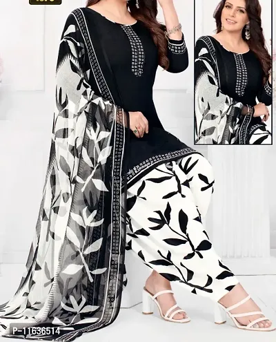 Beautiful Crepe Printed Dress Material with Dupatta-thumb0