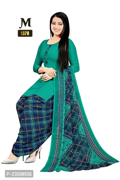 Beautiful Crepe Printed Dress Material with Dupatta-thumb0