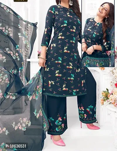 Beautiful Crepe Printed Dress Material with Dupatta-thumb0