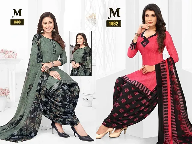 Beautiful Crepe Dress Material with Dupatta Pack Of 2