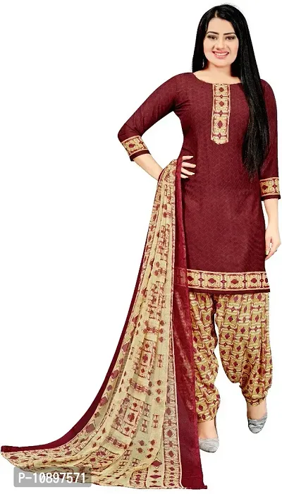 Beautiful Crepe Printed Unstitched Dress Material with Dupatta-thumb0