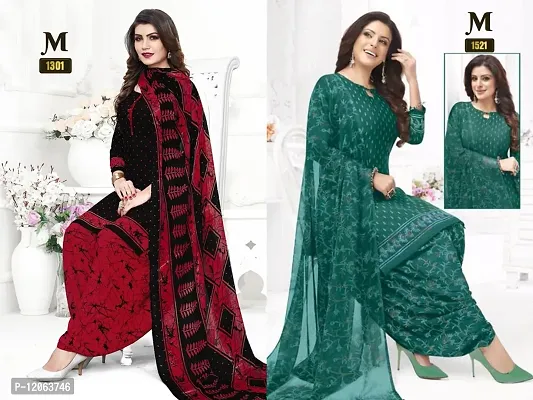 Beautiful Crepe Printed Dress Material with Dupatta Pack of 2