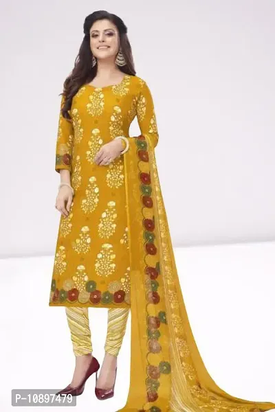 Beautiful Crepe Printed Unstitched Dress Material with Dupatta-thumb0