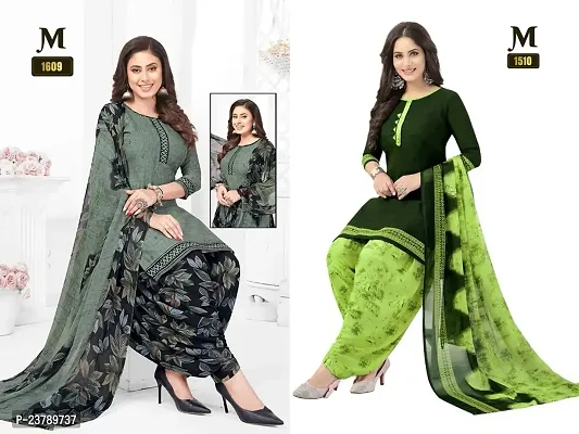 Beautiful Crepe Printed Dress Material with Dupatta Pack Of 2